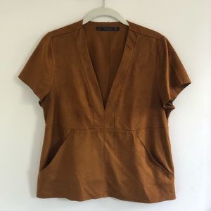 Zara faux suede top with pockets!